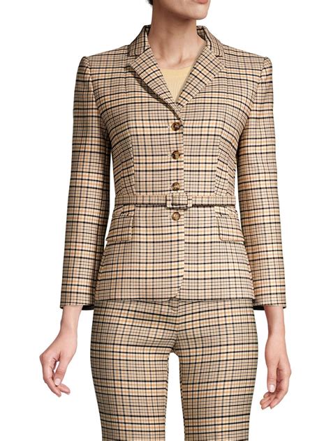 michael kors wool plaid blazer womens|Double Face Wool Blend Blazer .